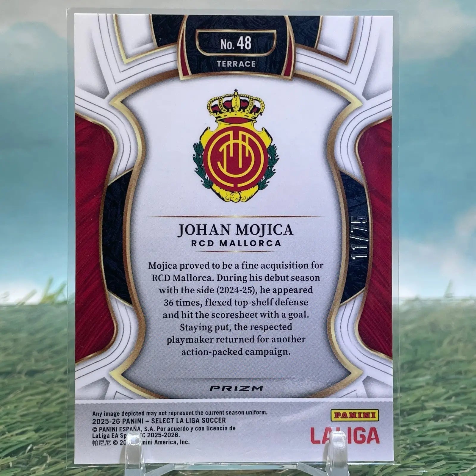 JOHAN MOJICA /75 ORANGE REFRACTOR PANINI SELECT LA LIGA 2025-26 TERRACE MALLORCA - Soccer Card Single
