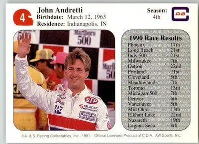 John Andretti - 1991 All World - #4 - Racing - Racing Card Single