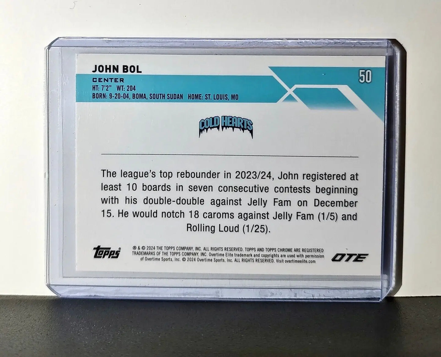 John Bol Rookie Card 2023-24 Topps Chrome Overtime #50 Cold Hearts - Basketball Card Single