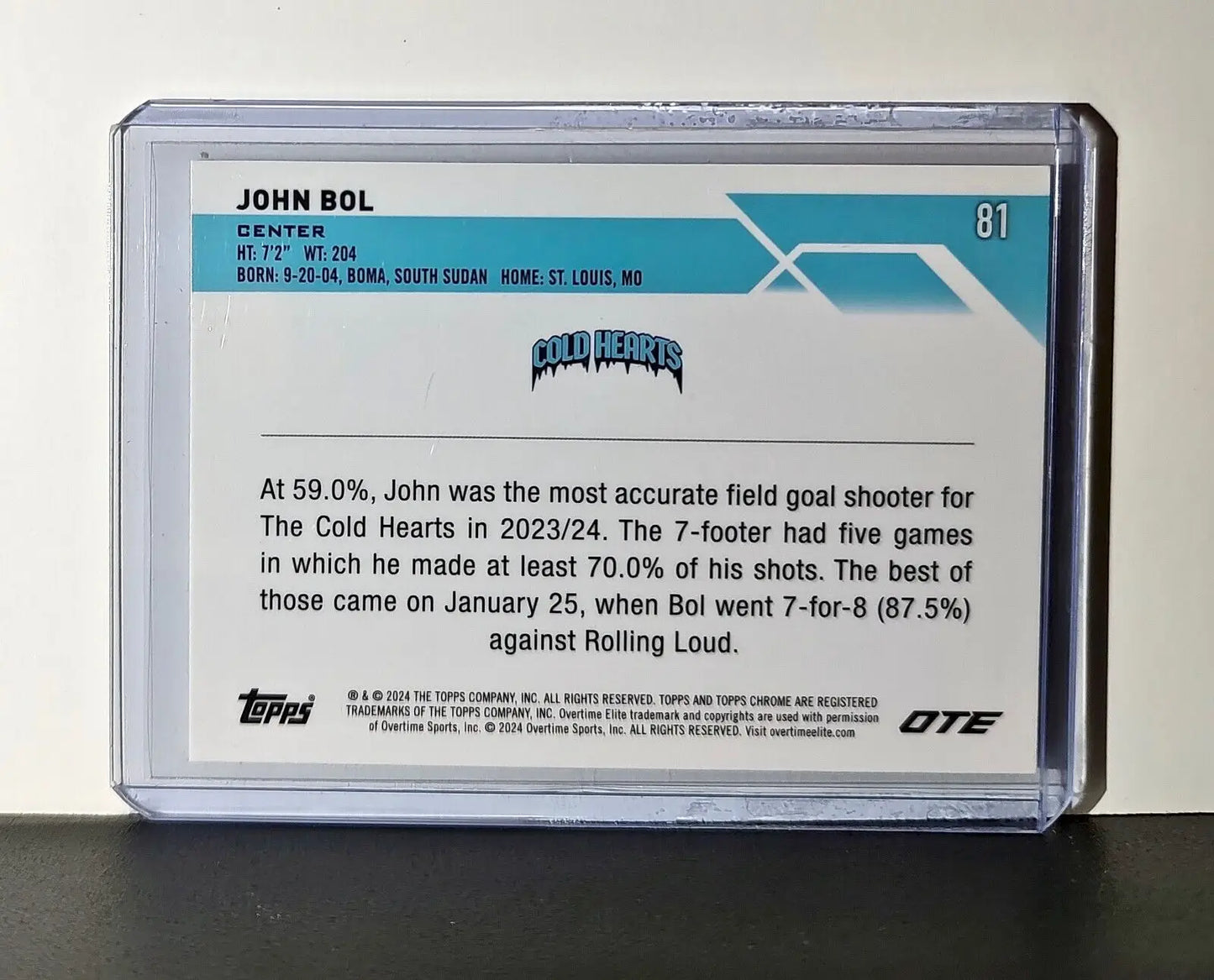 John Bol Rookie Card 2023-24 Topps Chrome Overtime #81 Cold Hearts