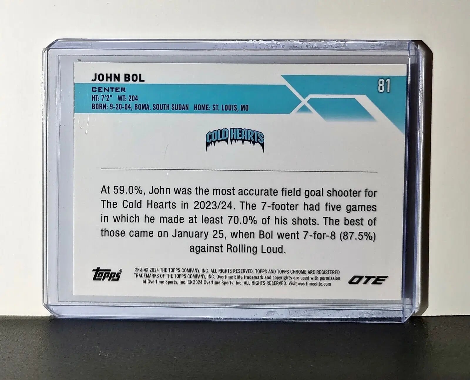 John Bol Rookie Card 2023-24 Topps Chrome Overtime #81 Cold Hearts