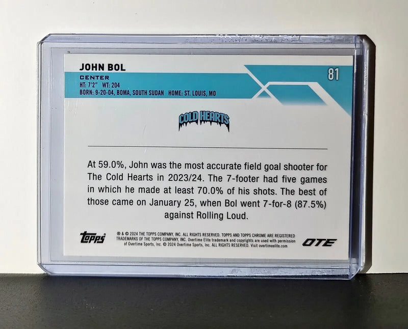 John Bol Rookie Card 2023-24 Topps Chrome Overtime #81 Cold Hearts