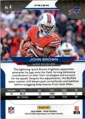 John Brown - 2020 Panini Prizm - #4 - Prizm Lazer Football - Football Card Single