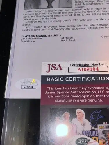 JSA-certified John Buddy Kerr autographed memorabilia for baseball fans and collectors