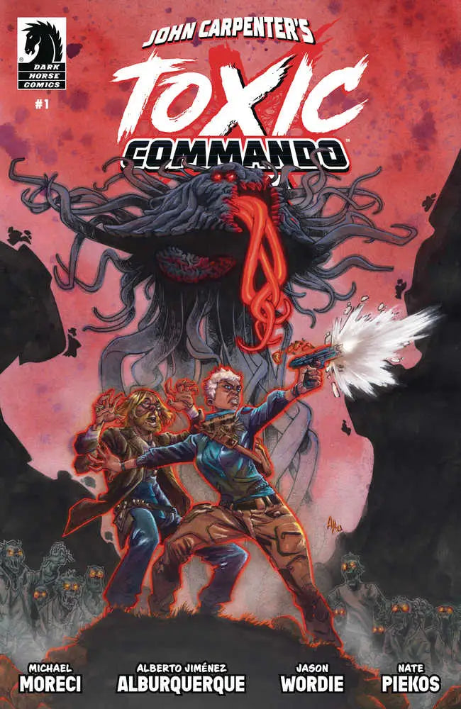 Comic book cover for John Carpenter’s Toxic Commando featuring Sludge God warrior