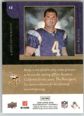 John David Booty - 2008 Upper Deck Masterpieces - #48 - Framed Black Football - Football Card Single