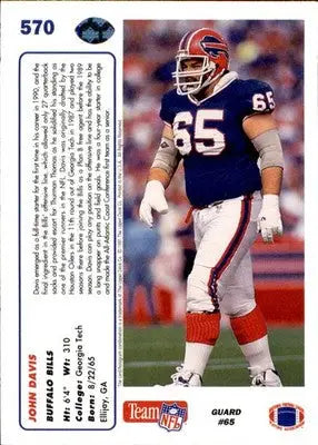 John Davis - 1991 Upper Deck - #570 - RC Football - Football Card Single