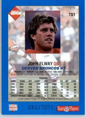 John Elway - 1992 Collector’s Edge - #TS1 - SN Promos Football - Football Card Single