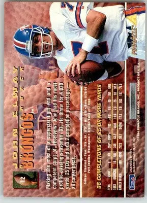 John Elway - 1994 Pinnacle - #12 - Football - Football Card Single