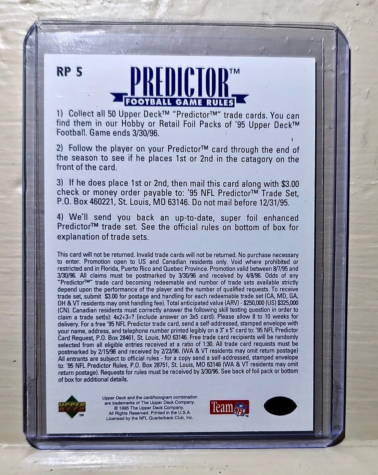 John Elway 1995 Upper Deck Predictor Football #RP 5 NFL Card Denver Broncos