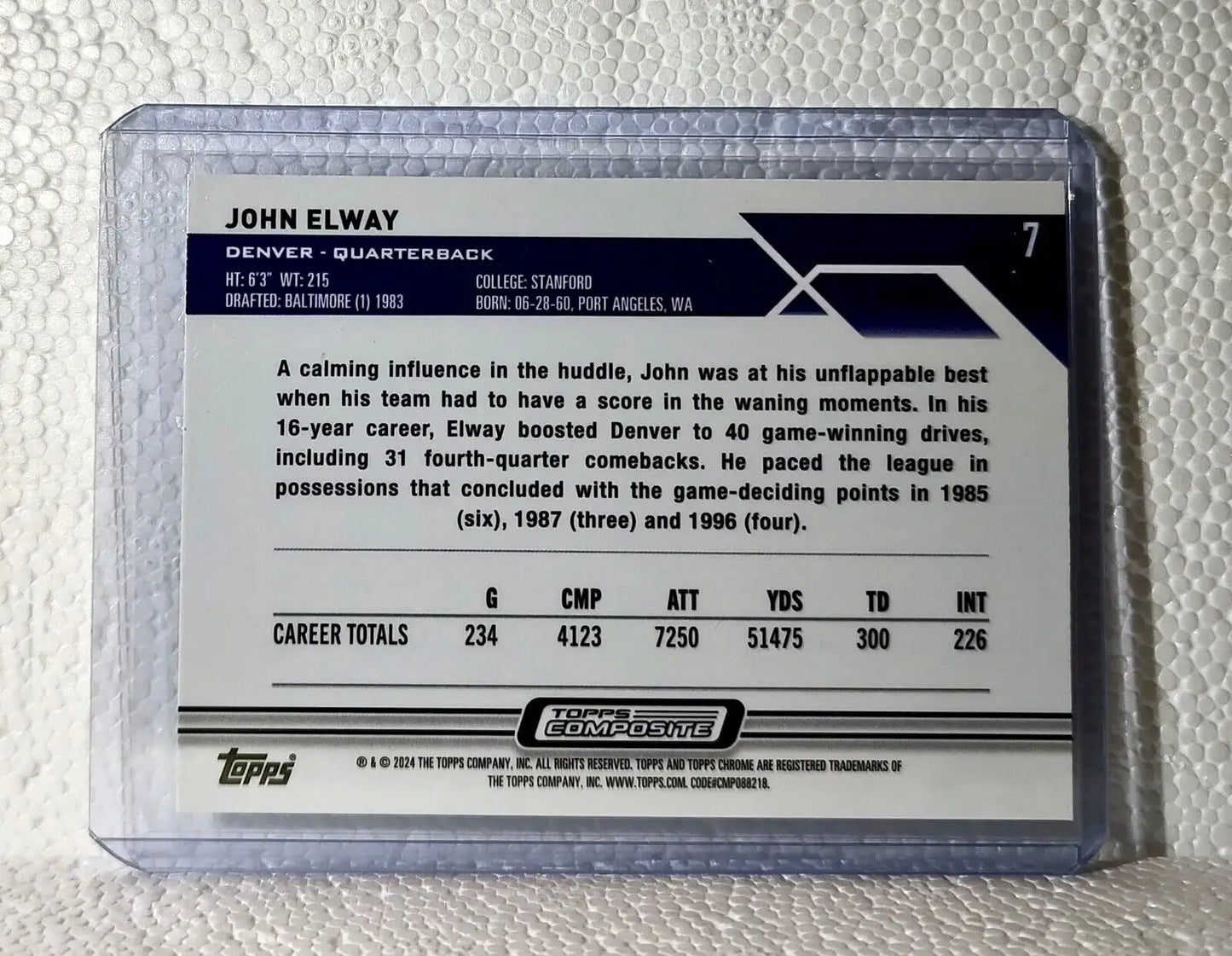 John Elway 2023 Topps Chrome NFL #7 Composite Football Card Denver Broncos - Football Card Single