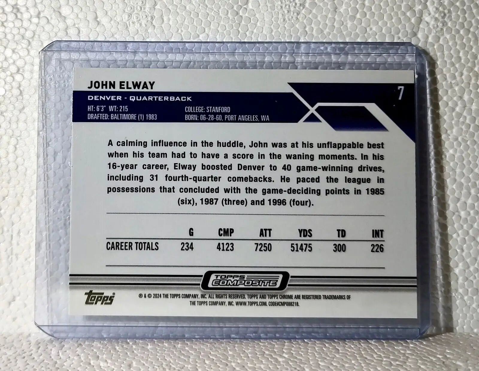 John Elway 2023 Topps Chrome NFL #7 Composite Football Card Denver Broncos - Football Card Single