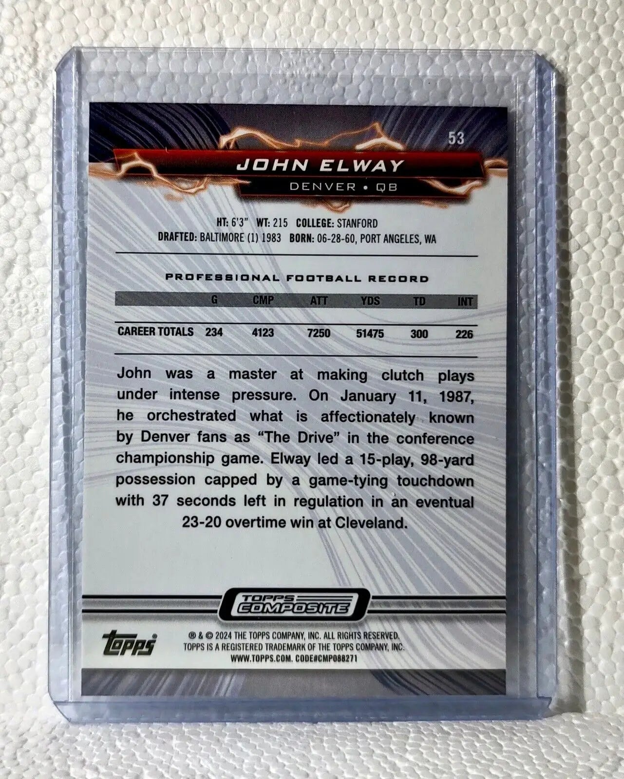 John Elway 2023 Topps Resurgence NFL 53 Composite Football Card Denver Broncos - Football Card Single