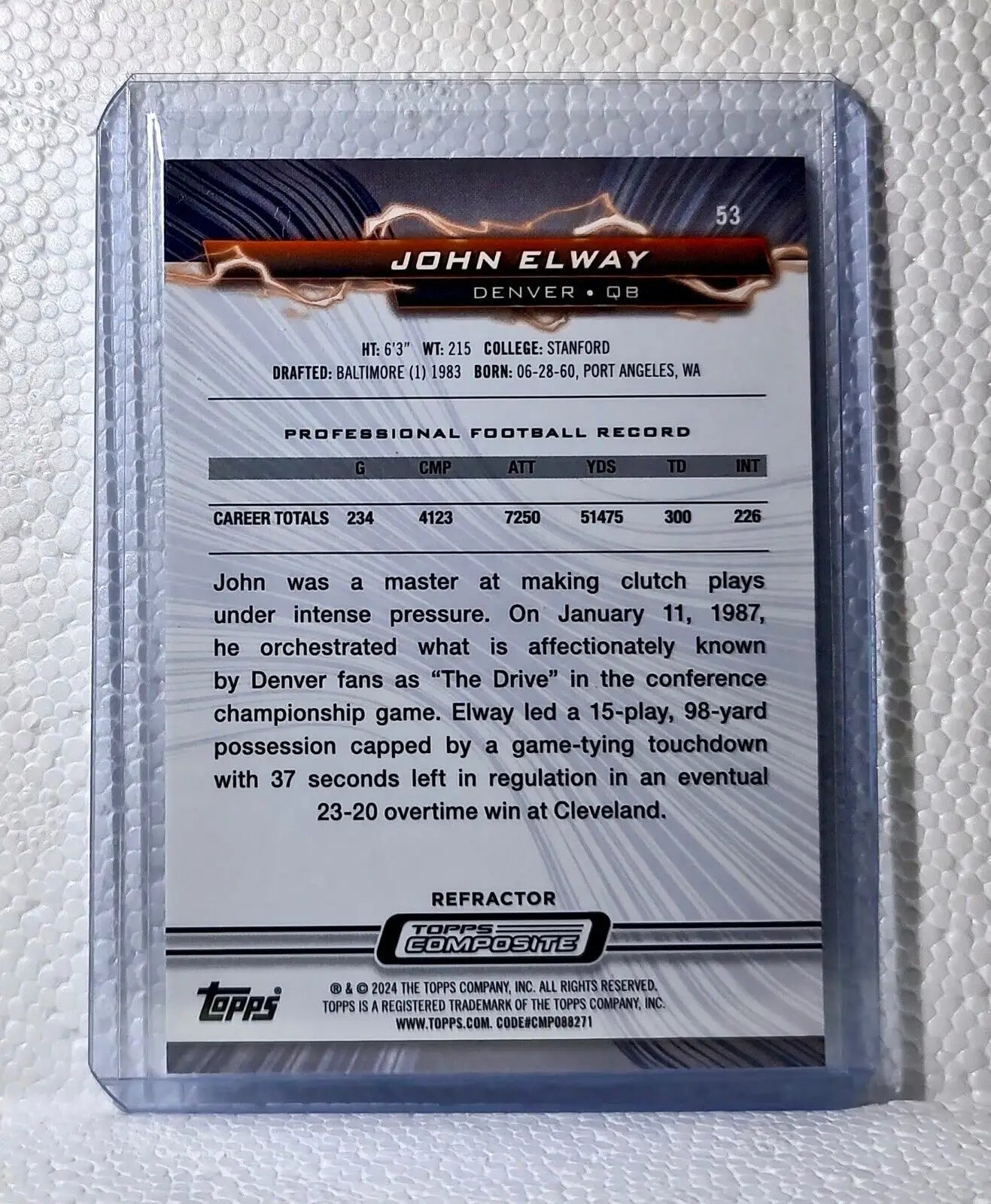 John Elway 2023 Topps Resurgence NFL #53 Refractor Football Card Denver Broncos - Football Card Single