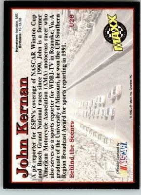 John Kernan - 1992 Maxx Update Black - #U26 - Racing - Racing Card Single