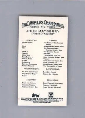 John Mayberry - 2022 Topps Allen & Ginter - #315 - Mini Black Border Baseball - Baseball Card Single