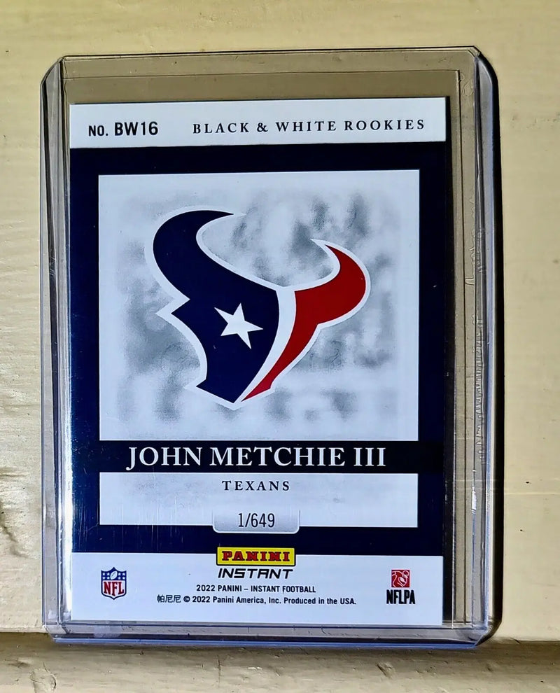John Metchie III 2022 Panini NFL Black & White Rookies #16 Football Card 1/649