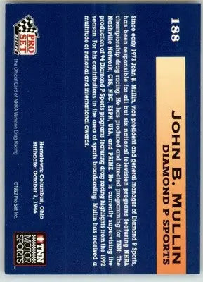 John Mullin - 1992 Pro Set NHRA - #188 - Racing - Racing Card Single