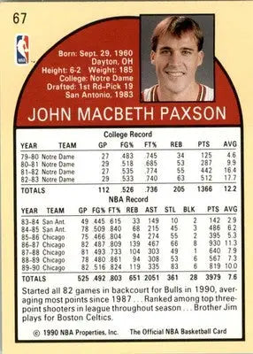 John Paxson - 1990-91 Hoops - #67 - Basketball - Basketball Card Single