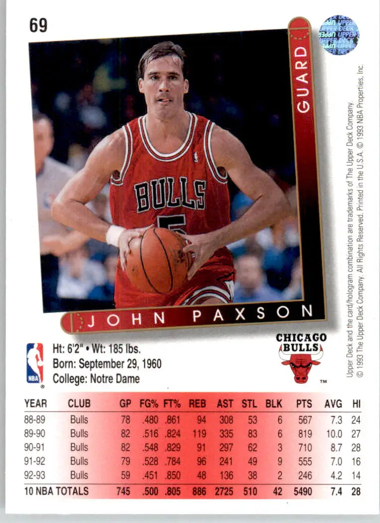 John Paxson - 1993-94 Upper Deck - #69 - Basketball - Basketball Card Single