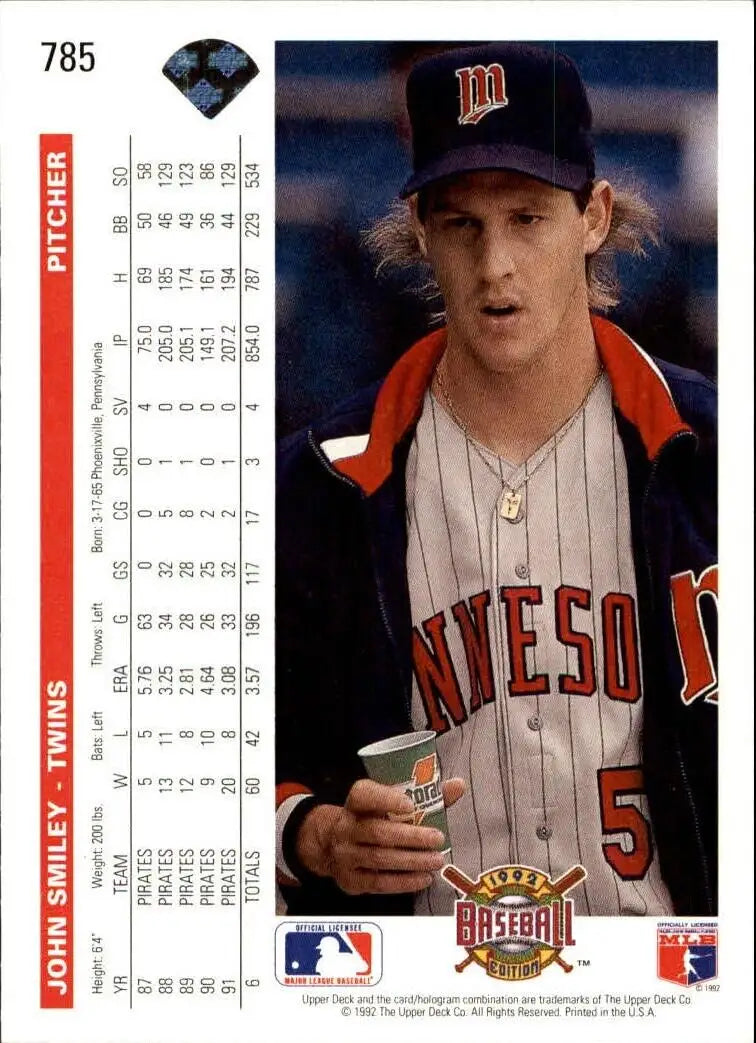 John Smiley 1992 Upper Deck MLB #785 Baseball Card Minnesota Twins - Baseball Card Single