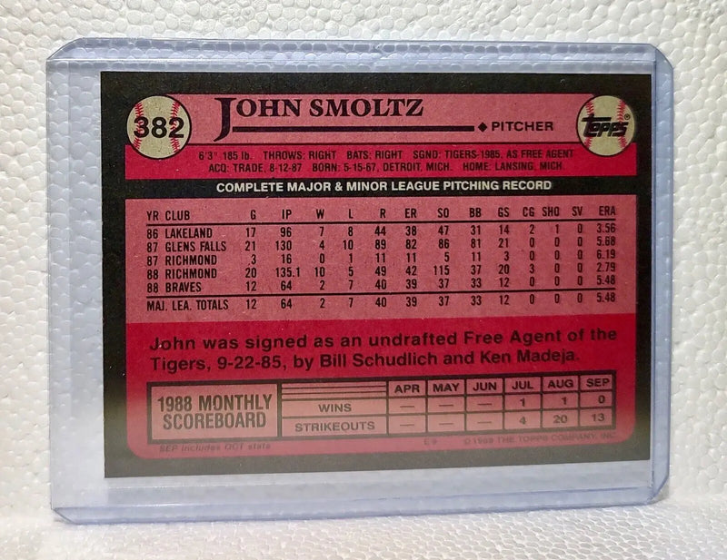 John Smoltz 1989 Topps MLB #382 Baseball Card Atlanta Braves - Baseball Card Single
