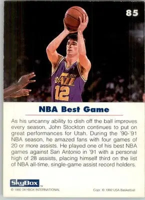 John Stockton - 1992 SkyBox USA - #85 - Basketball - Basketball Card Single