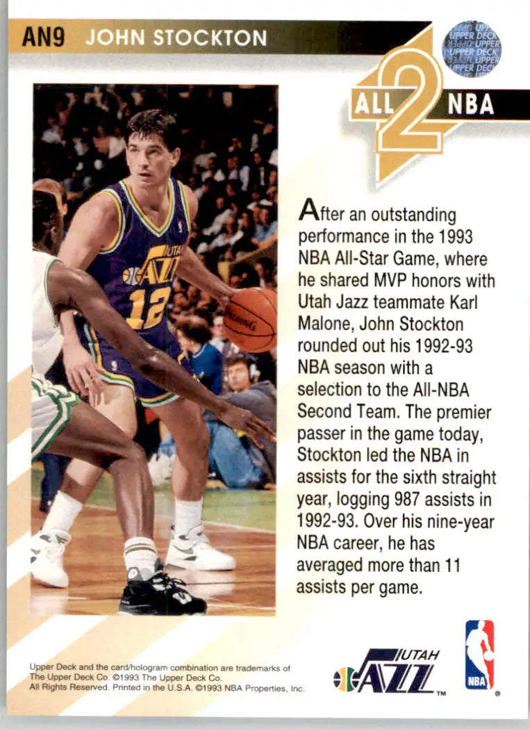 John Stockton - 1993-94 Upper Deck - #AN9 - All-NBA Basketball - Basketball Card Single