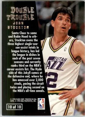 John Stockton - 1994-95 Ultra - #10 - Double Trouble Basketball - Basketball Card Single