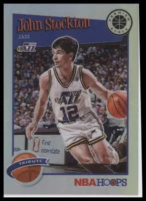 John Stockton 2019-20 Hoops Premium Stock Prizms Silver #292 Utah Jazz - Basketball Card Single
