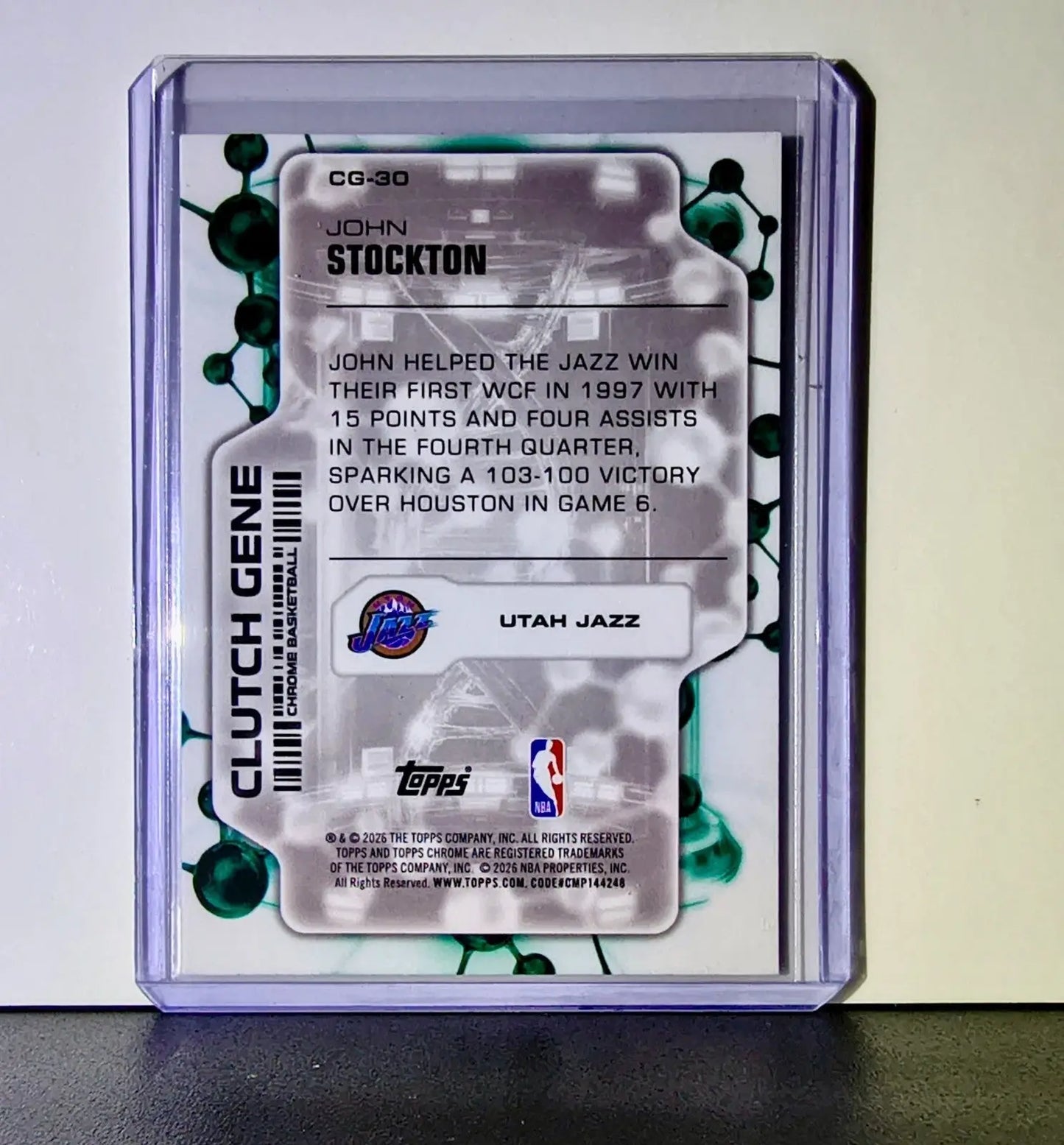 John Stockton 2025-26 NBA Topps Chrome Update Clutch Gene #CG-30 Card Utah Jazz - Basketball Card Single