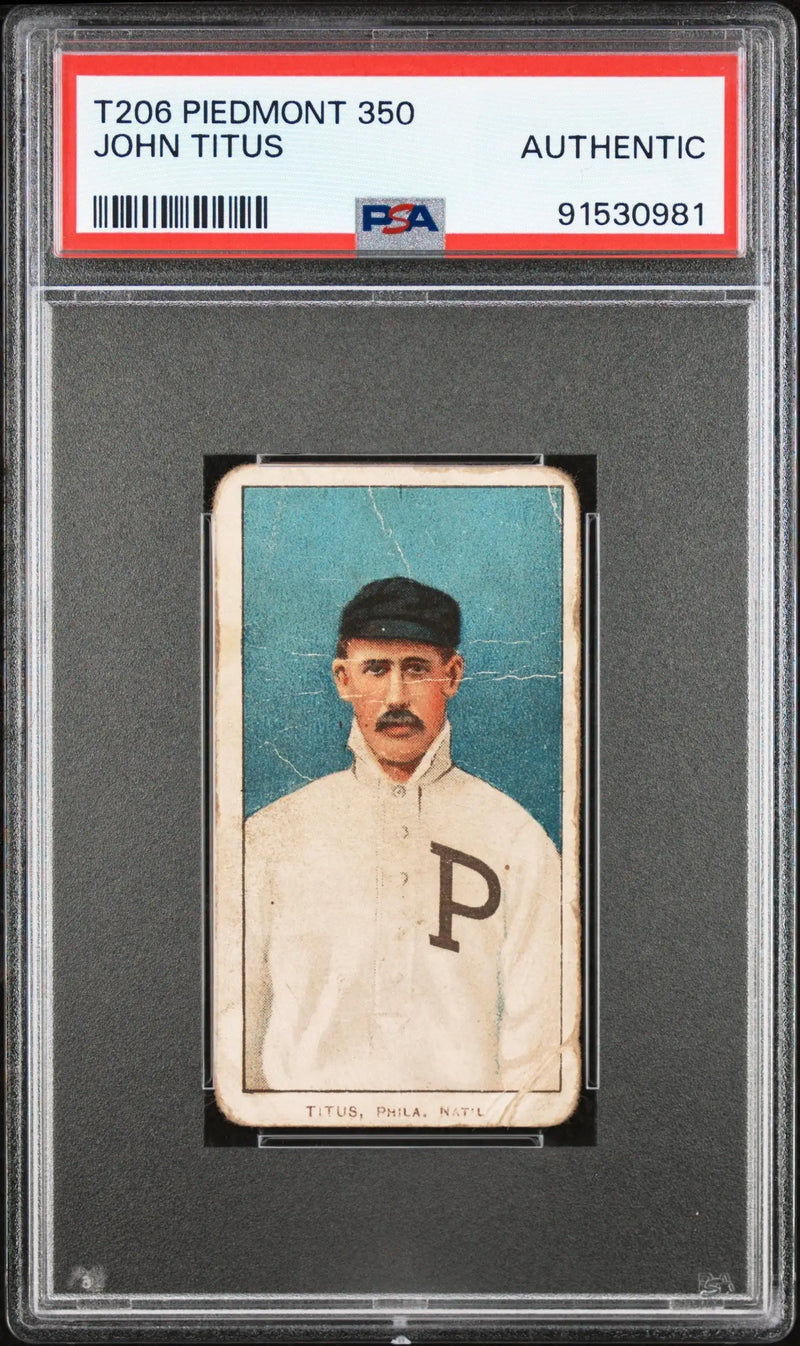 PSA Auth T206 Piedmont 350 baseball card of John Titus in Pirates uniform
