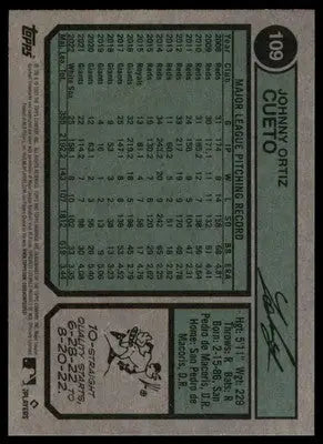 Johnny Cueto 2023 Topps Heritage #109 Miami Marlins - Baseball Card Single