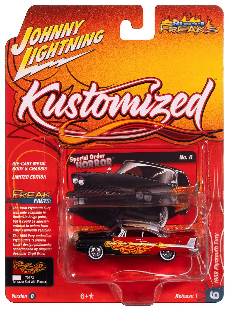Johnny Lightning 1:64 Street Freaks Ver A 1958 Plymouth Fury Red - Collectibles