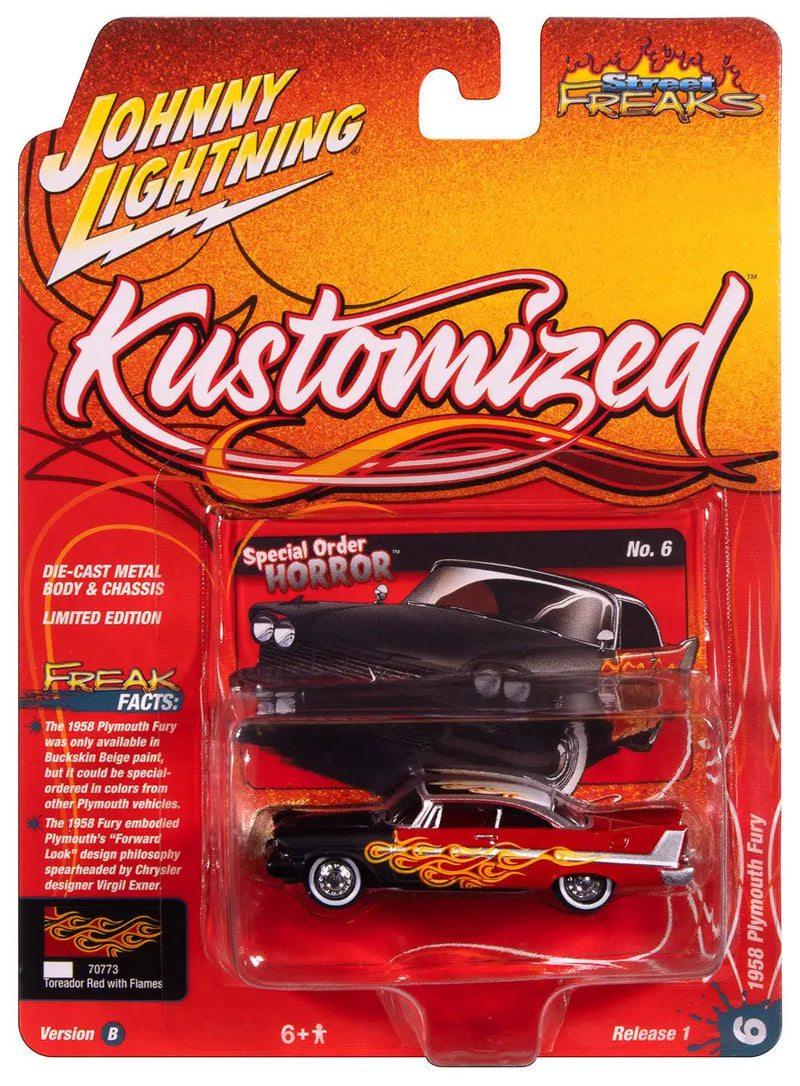 Johnny Lightning 1:64 Street Freaks Ver A 1958 Plymouth Fury Red - Collectibles