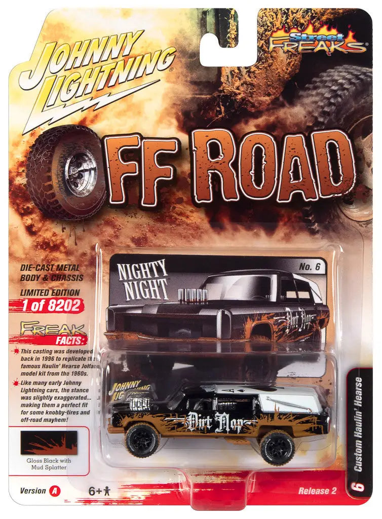 Johnny Lightning 1:64 Street Freaks Ver A Custom Haulin Hearse Black off-road vehicle model