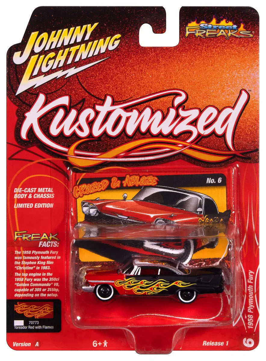 Johnny Lightning 1:64 Street Freaks Ver B 1958 Plymouth Fury Red - Collectibles