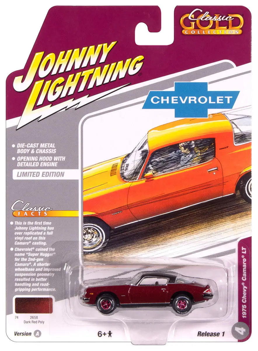 Johnny Lightning JLCG033 Classic Gold VER A 1975 Chevy Camaro LT Dark Red - Collectibles