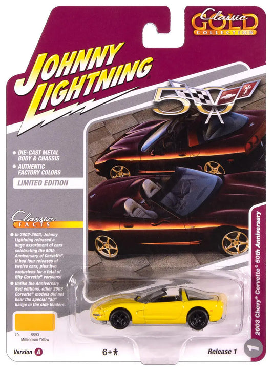 Johnny Lightning JLCG033 Classic Gold VER A 2003 Chevy Corvette 50th Anniversary - Collectibles