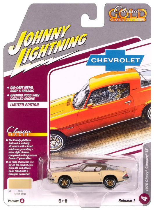 Johnny Lightning JLCG033 Classic Gold VER B 1975 Chevy Camaro LT Beige - Collectibles