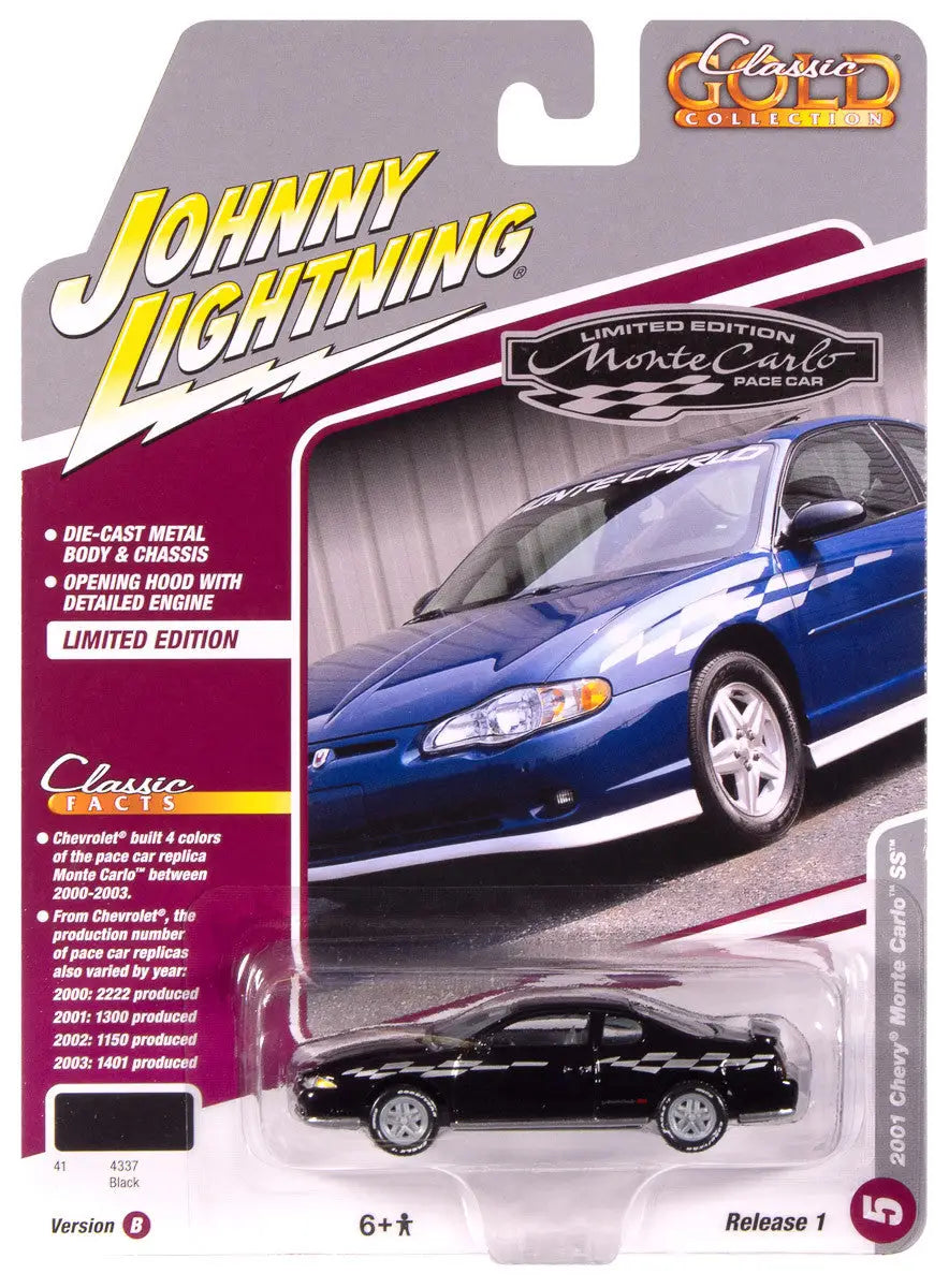 Johnny Lightning JLCG033 Classic Gold VER B 2001 Chevy Monte Carlo SS Black - Collectibles