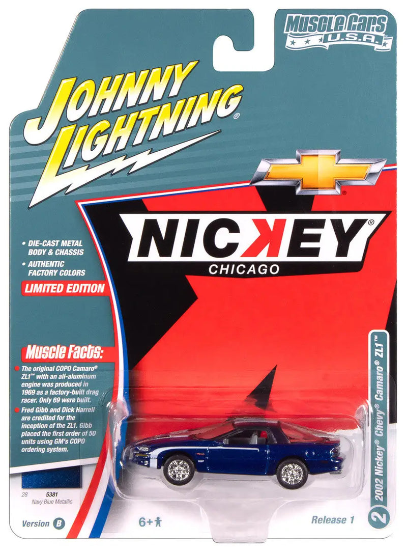 Johnny Lightning JLMC034 Muscle Car VER B 2002 Nickey Chevy Camaro ZL1 Blue - Collectibles