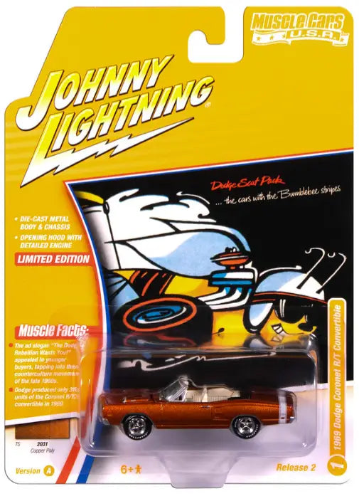 Johnny Lightning JLMC038 Muscle Car VER A 1969 Dodge Coronet R/T Convertible