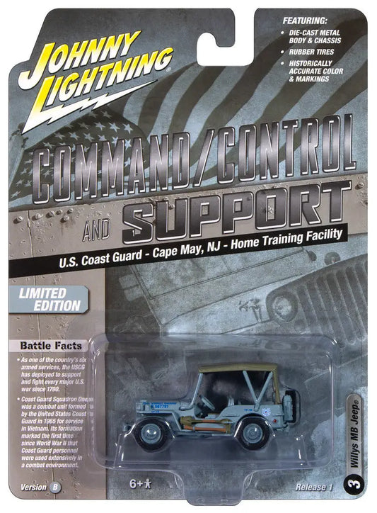 Johnny Lightning Military Willys MB Jeep U.S. Coast Guard die-cast toy in packaging