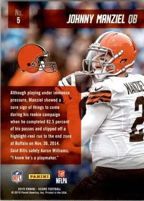 Johnny Manziel - 2015 Score - #5 - Sophomore Selections Gold Football - Football Card Single