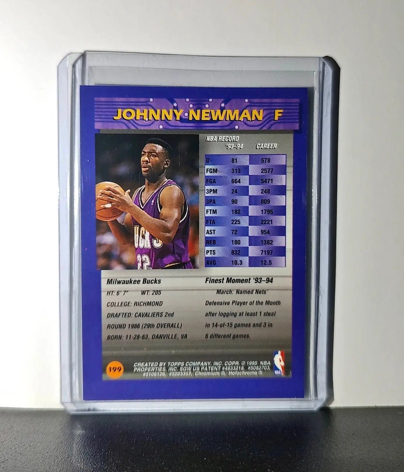 Johnny Newman 1994-95 Topps Finest #199 Basketball Card