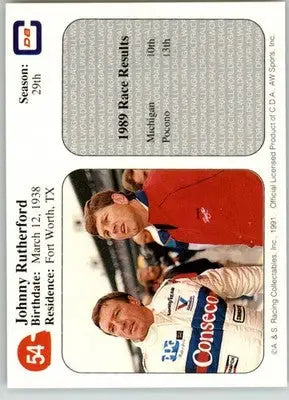 Johnny Rutherford - 1991 All World - #54 - Racing - Racing Card Single