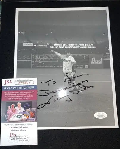 Johnny Unitas Colts QB 8x10 Signed Photo Houston Astros 1st Pitch Auto JSA - Sports Memorabilia