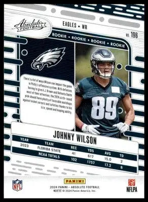 Johnny Wilson Rookie 2024 Panini Absolute Retail #196 Philadelphia Eagles Card - Football Card Single