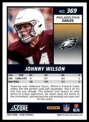 Johnny Wilson Rookie 2024 Score #369 Philadelphia Eagles - Football Card Single
